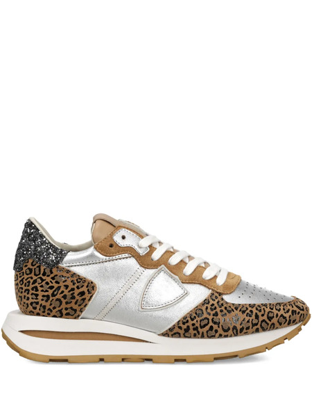 Philippe Model Paris Leopard Print Glitter Trainers - Silver 
