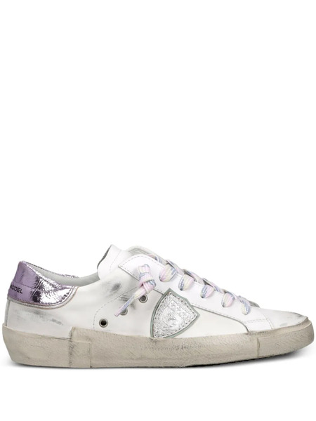  Philippe Model Paris Metallic Distressed Sneakers - White 