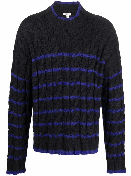  Phipps Striped Cable Knit Jumper - Black 