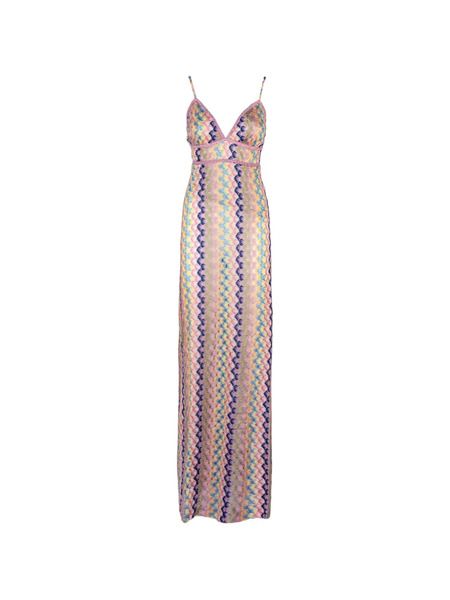  Pho Firenze Wave-pattern V-neck Dress - Neutrals 