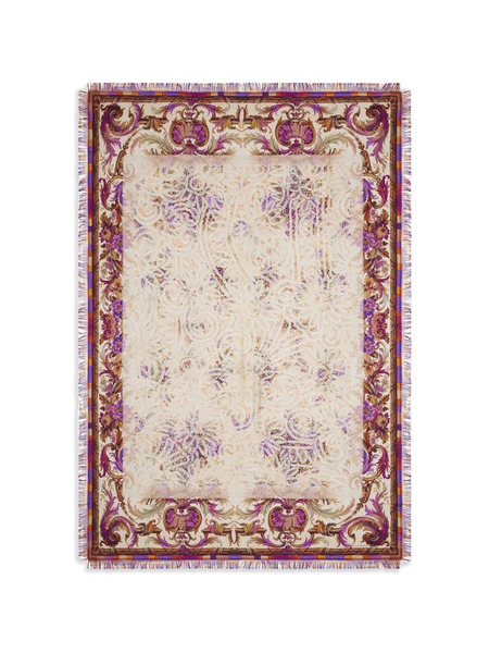  Pierre-louis Mascia Aloeuw Baroque-patterned Fringed Silk Scarf - Neutrals 