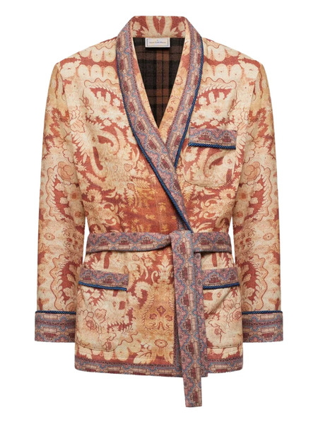  Pierre-louis Mascia Damask-pattern Belted Jacket - Orange 