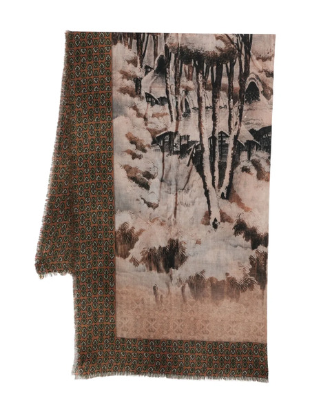  Pierre-louis Mascia Euclides Fringed Patterned Scarf - Brown 