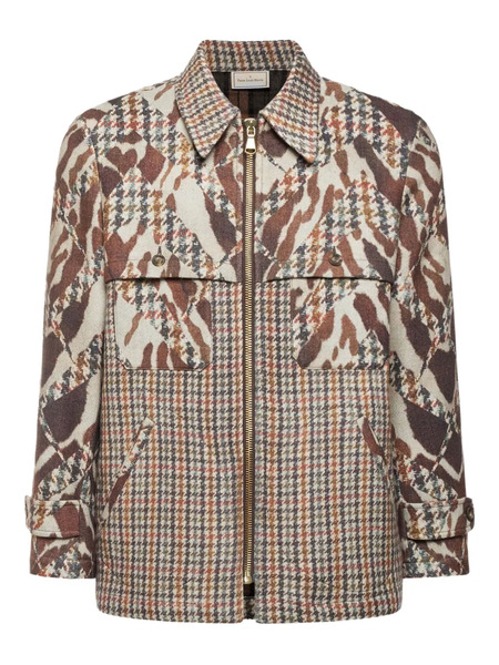  Pierre-louis Mascia Houndstooth-patterned Patchwork Jacket - Brown 