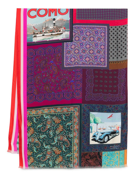  Pierre-louis Mascia Patchwork Paisley Scarf - Blue 