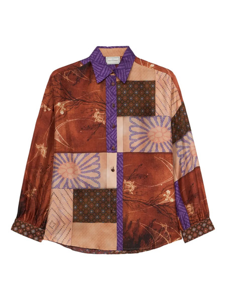  Pierre-louis Mascia Patchwork-print Shirt - Brown 