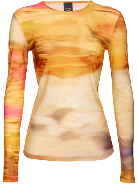  Pinko Abstract-pattern Print Top - Yellow 