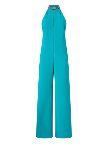  Pinko Beaded Halter Jumpsuit - Blue 