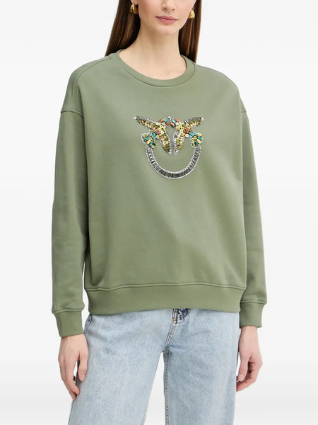  Pinko Beaded-logo Sweatshirt - Green 