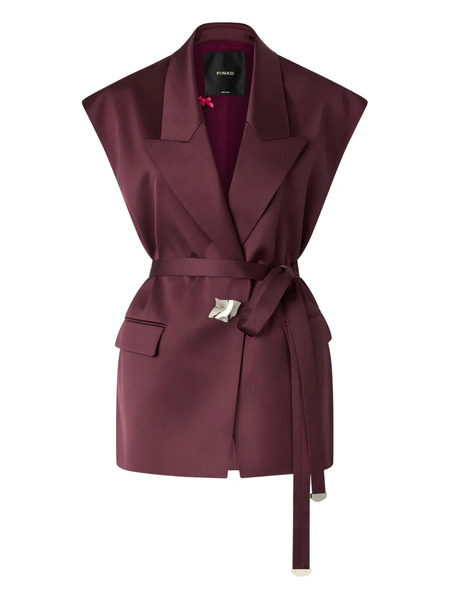  Pinko Belted Collared Jacket - Purple 