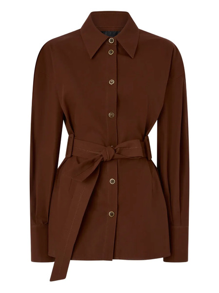  Pinko Belted Collared Top - Brown 