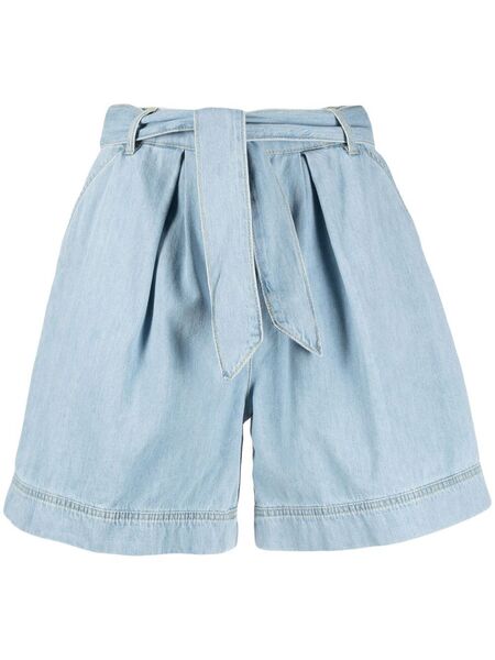  Pinko Belted Denim Shorts - Blue 