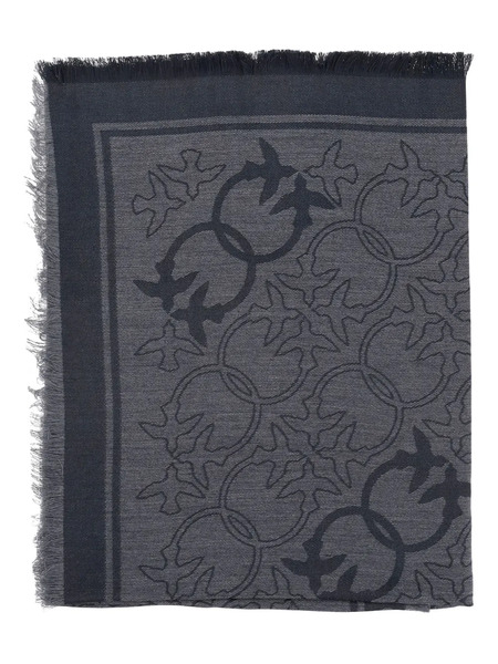  Pinko Birds-pattern Fringed-edges Scarf - Black 