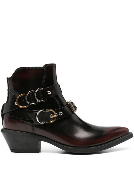  Pinko Buckle-strap Pointed-toe Boots - Red 