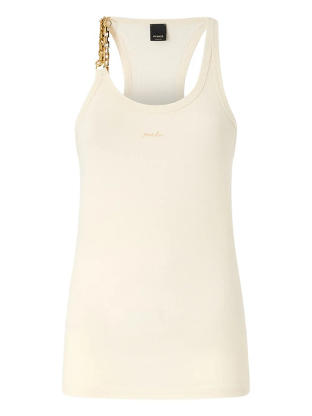  Pinko Chain-strap Ribbed Tank Top - Neutrals 