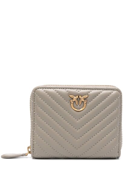  Pinko Chevron-quilted Leather Wallet - Neutrals 