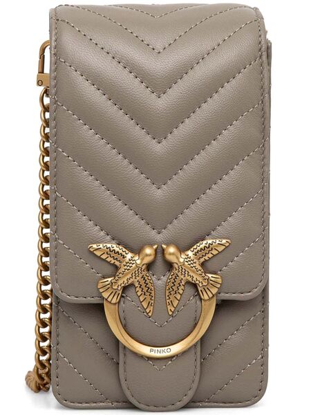  Pinko Chevron-quilting Leather Phone Case - Neutrals 