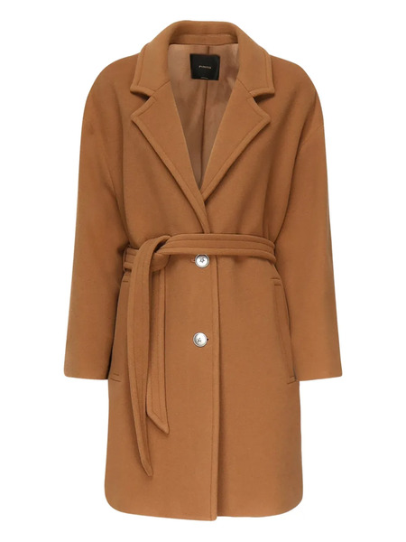  Pinko Chipster Belted Lapel Coat - Brown 