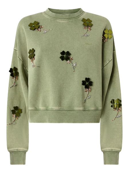  Pinko Clover-embellished Sweatshirt - Green 