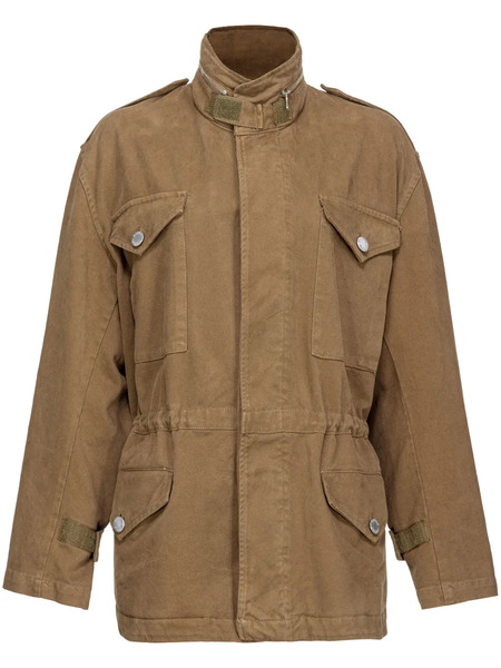  Pinko Cotton Overshirt High-neck Jacket - Brown 