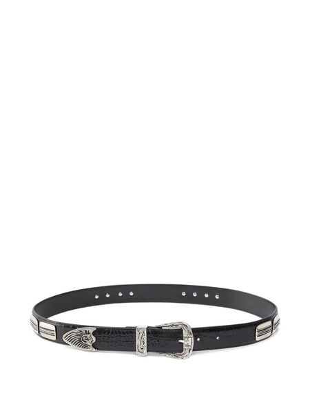  Pinko Crocodile-effect Leather Belt - Black 
