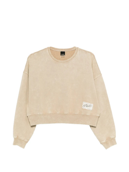  Pinko Cropped Label Sweatshirt - Neutrals 
