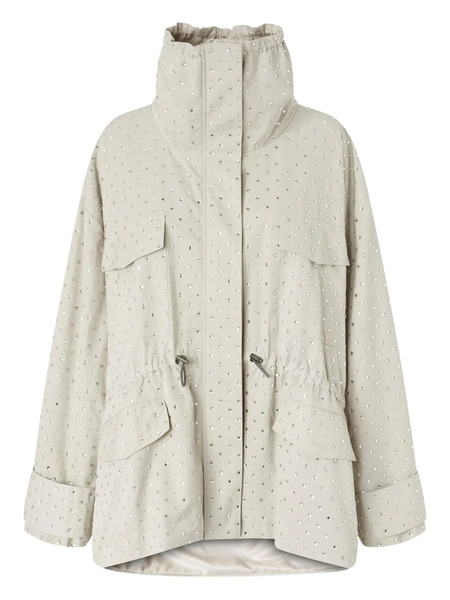  Pinko Crystal-embellished High-neck Coat - Neutrals 