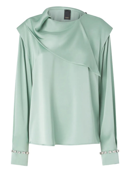  Pinko Draped Embellished-cuff Top - Grey 
