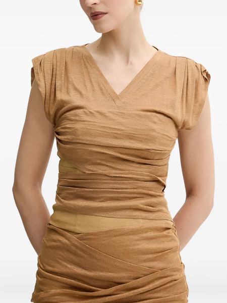  Pinko Draped V-neck Top - Neutrals 