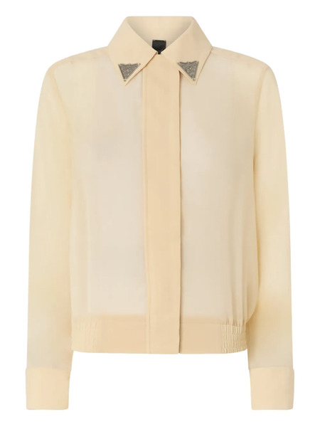  Pinko Embellished-collar Long-sleeve Shirt - Neutrals 