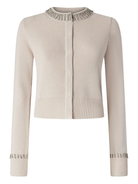  Pinko Embellished-cuff Cardigan - Neutrals 