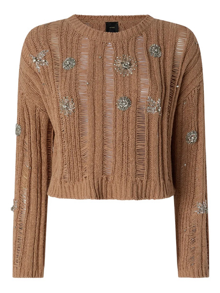  Pinko Embellished Distressed Top - Brown 