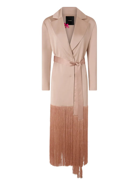  Pinko Fringe-hem Belted Coat - Neutrals 