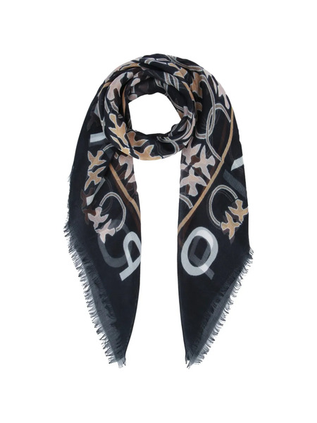  Pinko Fringed Logo Scarf - Grey 