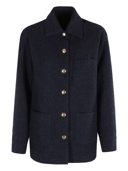  Pinko Glitter-flecked Button-front Tweed Jacket - Blue 