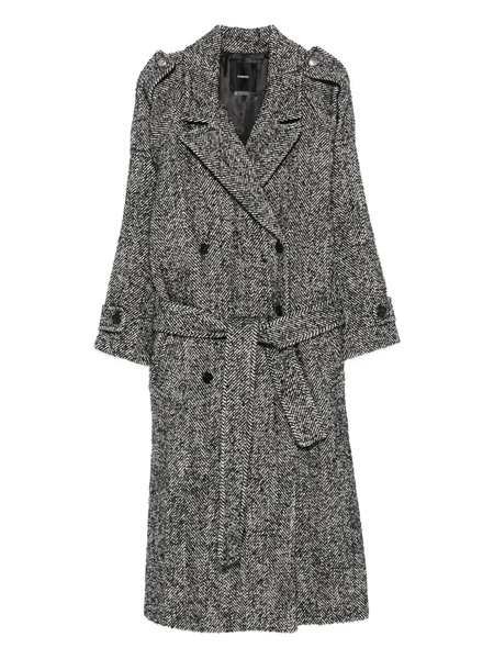  Pinko Herringbone-pattern Belted Coat - Black 