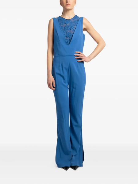  Pinko Lace Insert Flared Jumpsuit - Blue 