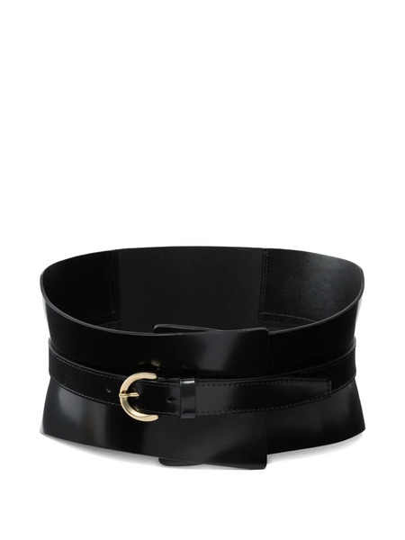  Pinko Leather Curved Belt - Black 