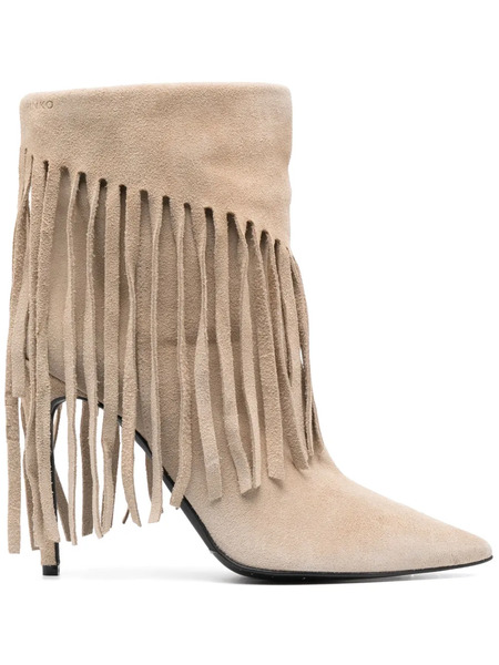  Pinko 120mm Fringe-detail Ankle Boots - Neutrals 
