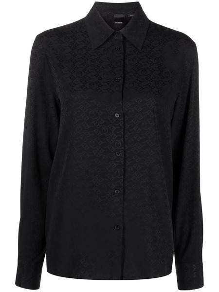  Pinko Monogram Pattern Button-up Shirt - Black 