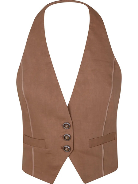  Pinko Open Back Vest - Brown 
