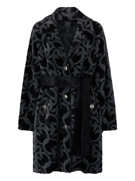  Pinko Pattern Belted Coat - Black 