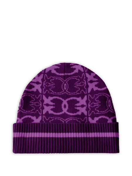  Pinko Patterned Ribbed Beanie - Purple 