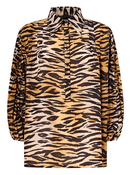  Pinko Pleated Tiger-print Top - Neutrals 