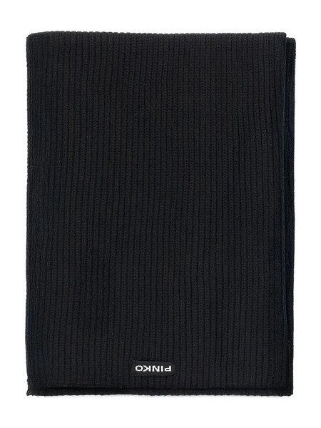  Pinko Ribbed Logo-patch Scarf - Black 