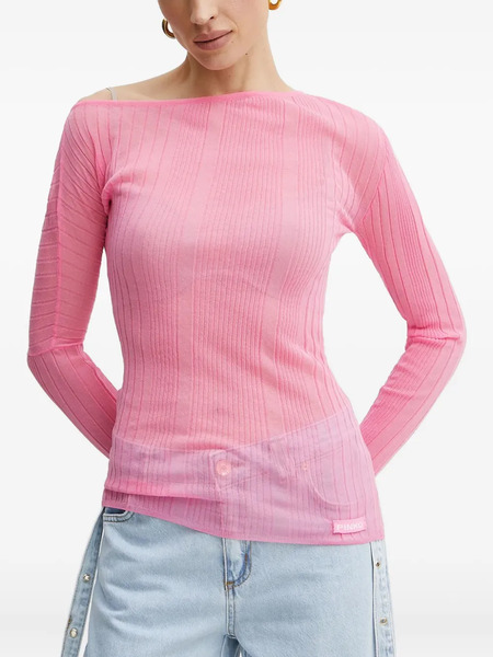  Pinko Ribbed Off-shoulder Top 