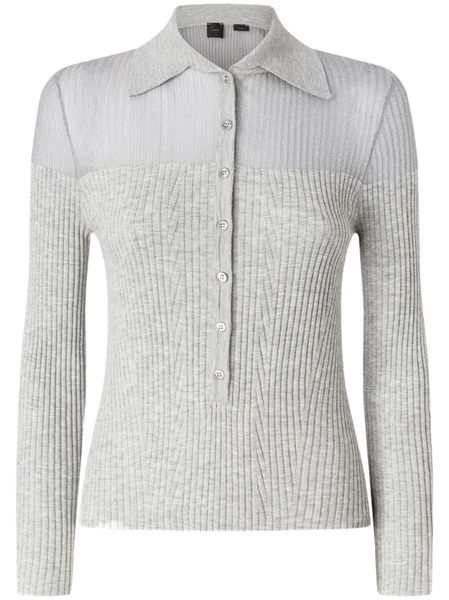 Pinko Ribbed Polo Top - Grey 