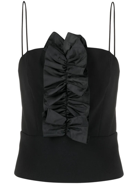  Pinko Ruffled-trim Spaghetti-strap Top - Black 