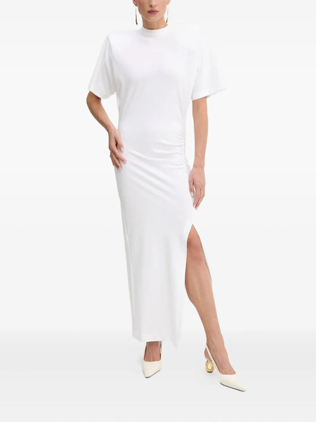  Pinko Shoulder-padded Side-split Maxi Dress - White 