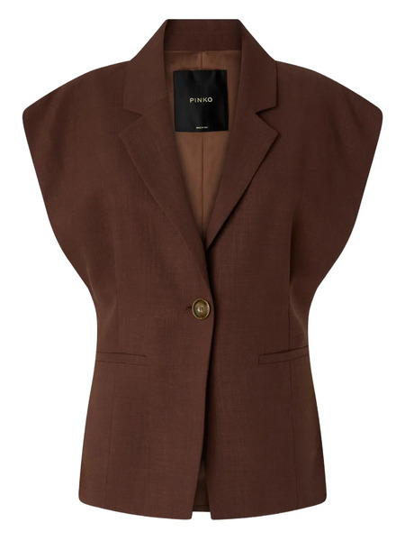  Pinko Single-breasted Sleeveless Gilet - Brown 